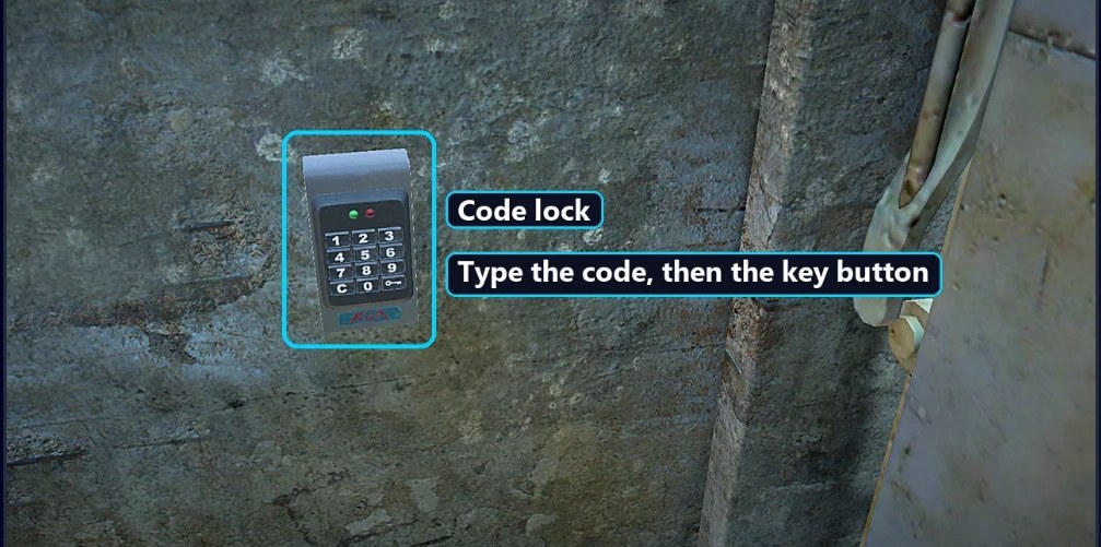 Code lock keypad beside a bunker door